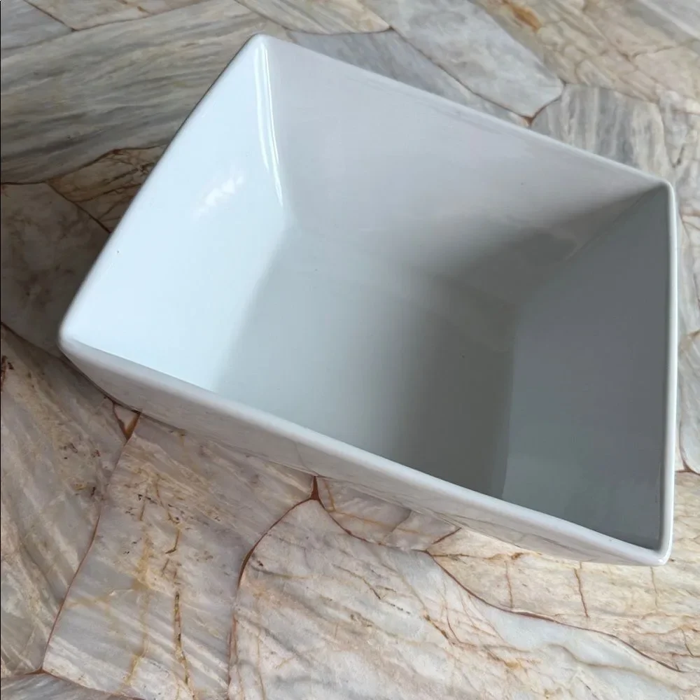Better Homes & Gardens White Square Porcelain Serving Bowl 9.5 Inch Modern